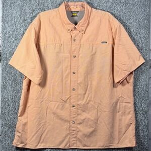 Eddie Bauer Short Sleeve Shirt Button Down Pockets Outdoor Checked Orange Men 2X